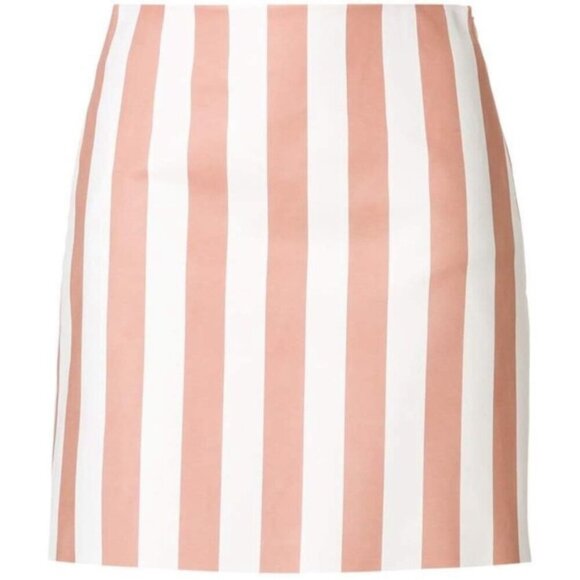 DROMe Designer 100% Leather Striped Mini Skirt - Picture 1 of 12